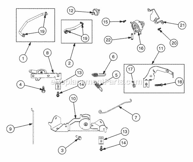 Fuel System And Carburetor Linkage Diagram and Parts List for RZT50 17BA5A7P712, 17BA5A7P710, 17BA5A7P709 Cub Cadet Lawn Mower